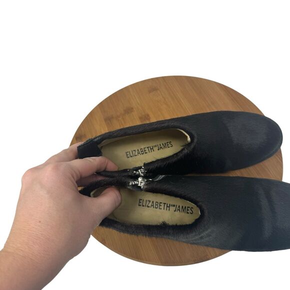 Elizabeth and James Ava Black Ankle Bootie Pony Hair Boho Festival Womens Size 8 - Picture 7 of 9